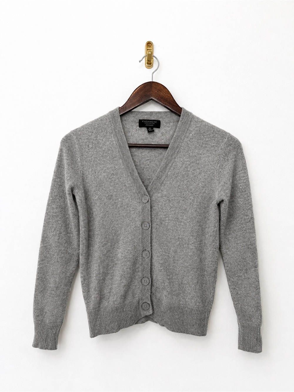 Charter Club Luxury 100% Cashmere Cardigan in Heather Gray, size XS.